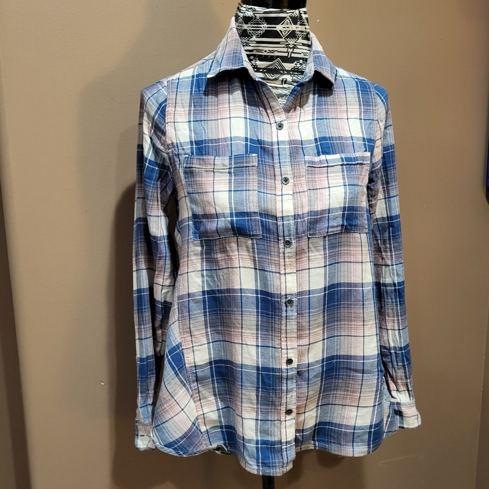 MELROSE and MARKET Oversized Plaid Button Down Flannel Swing Shirt *3/$30 Sale*